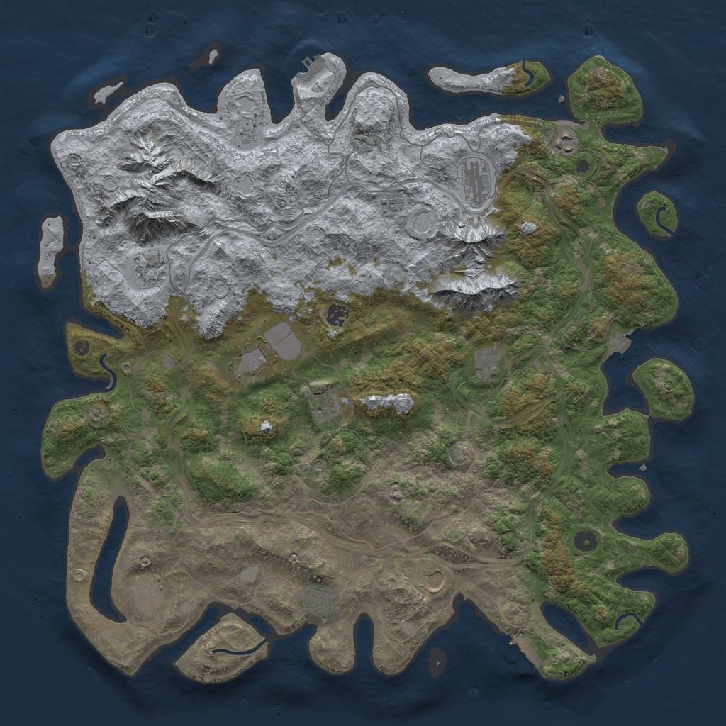 Rust Map: Procedural Map, Size: 5000, Seed: 389645082, 19 Monuments