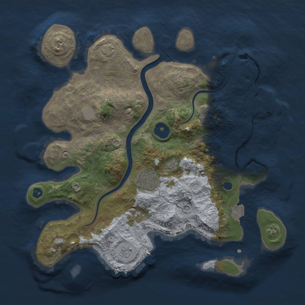 Rust Map: Procedural Map, Size: 3000, Seed: 749284980, 7 Monuments