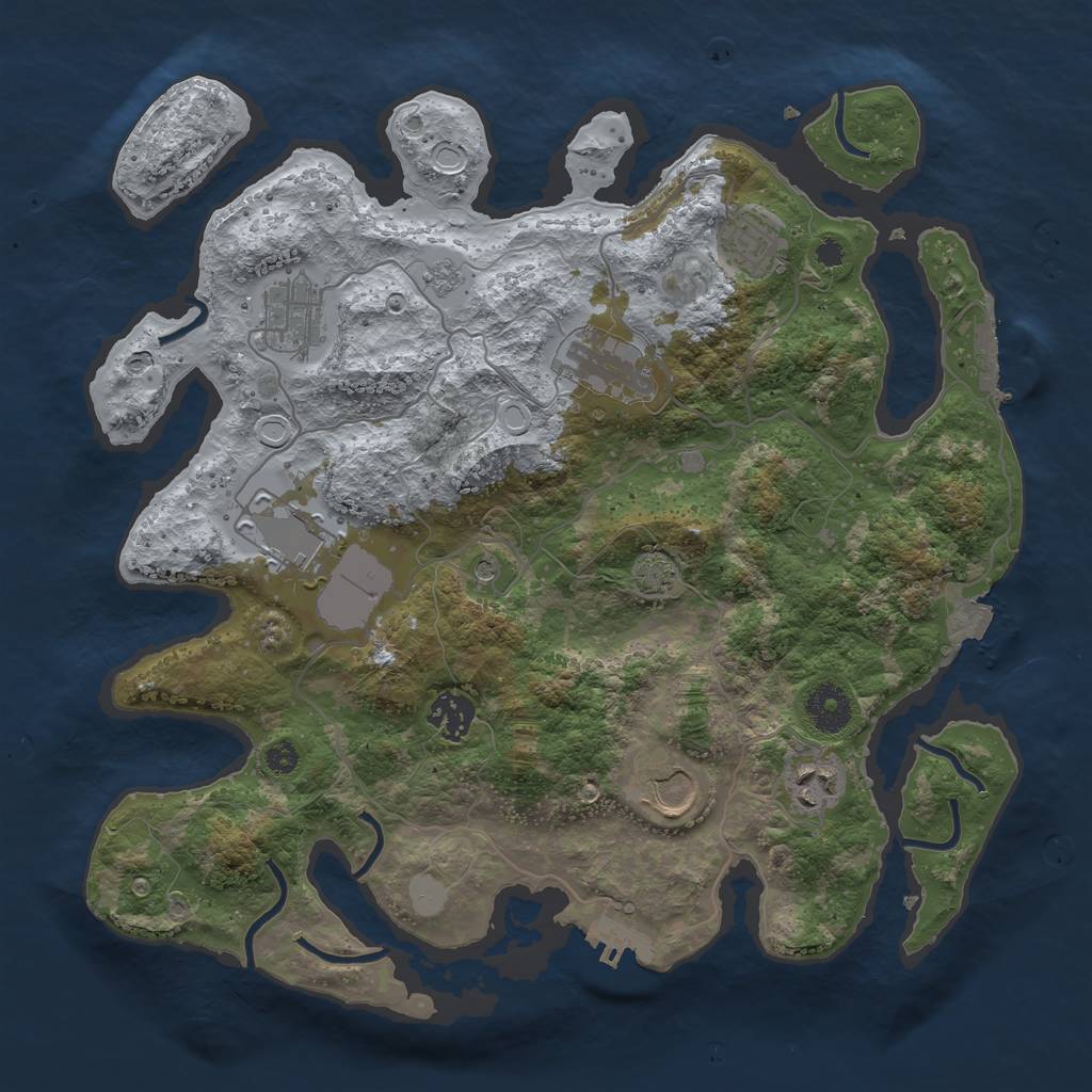 Rust Map: Procedural Map, Size: 3500, Seed: 224753831, 15 Monuments