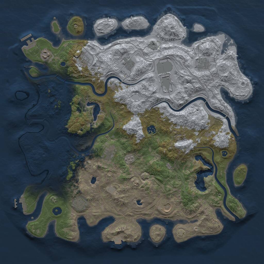 Rust Map: Procedural Map, Size: 4500, Seed: 159816198, 17 Monuments
