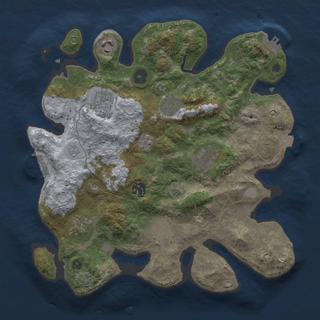 Rust Map: Procedural Map, Size: 3250, Seed: 136037511, 16 Monuments