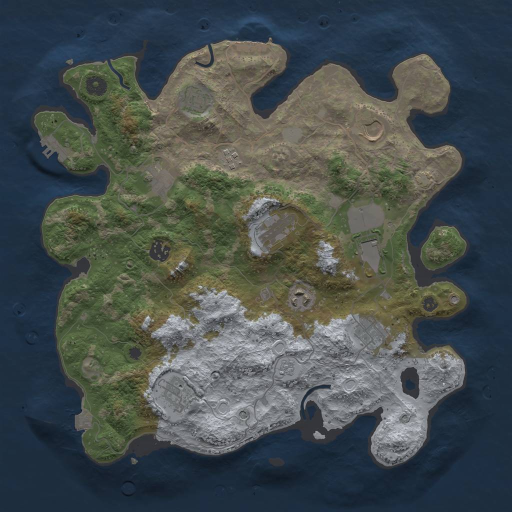 Rust Map: Procedural Map, Size: 3700, Seed: 183246723, 18 Monuments