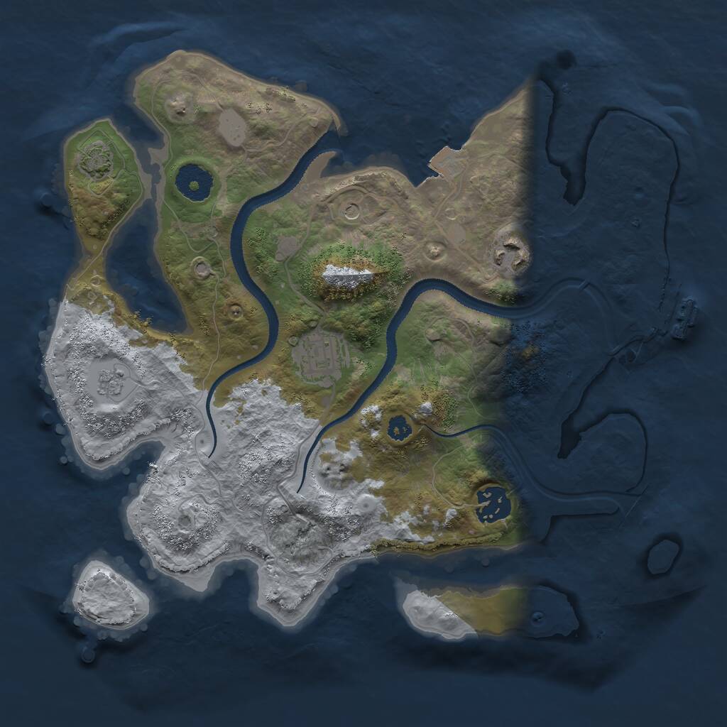 Rust Map: Procedural Map, Size: 3000, Seed: 10409, 8 Monuments