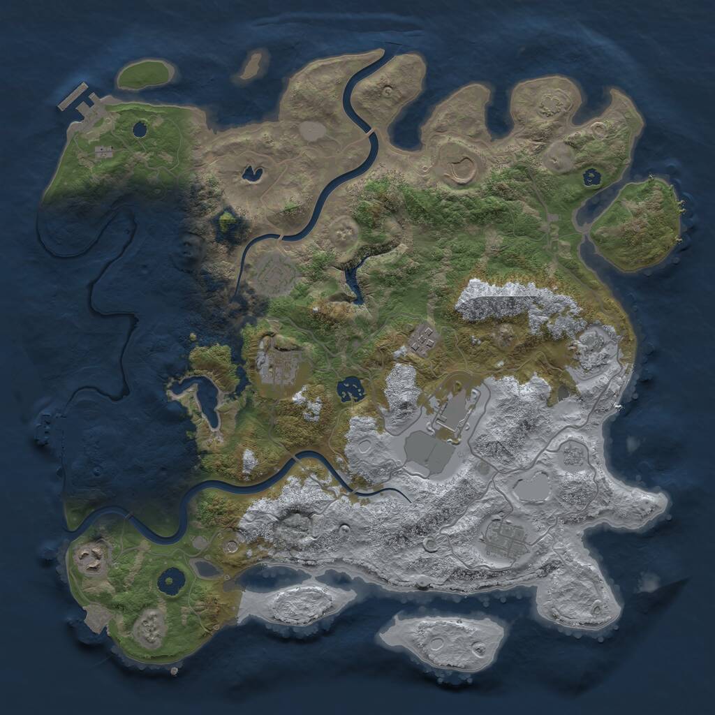 Rust Map: Procedural Map, Size: 4000, Seed: 1577196159, 15 Monuments