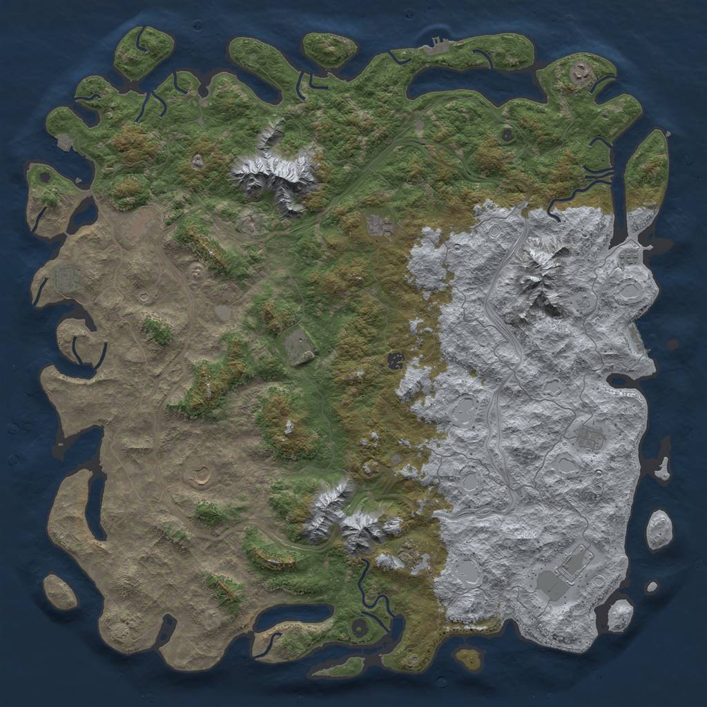 Rust Map: Procedural Map, Size: 6000, Seed: 278594424, 19 Monuments