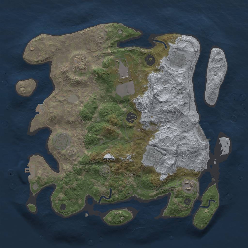 Rust Map: Procedural Map, Size: 3500, Seed: 924584159, 14 Monuments