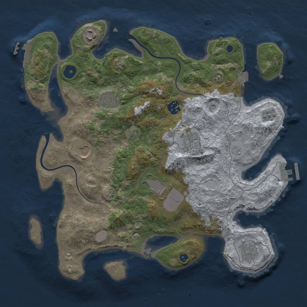 Rust Map: Procedural Map, Size: 3600, Seed: 1807343255, 14 Monuments