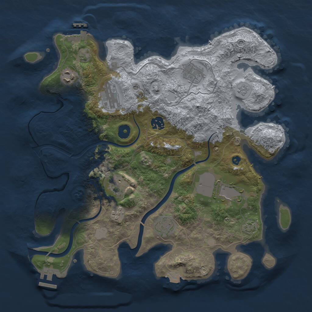 Rust Map: Procedural Map, Size: 3500, Seed: 159816198, 14 Monuments