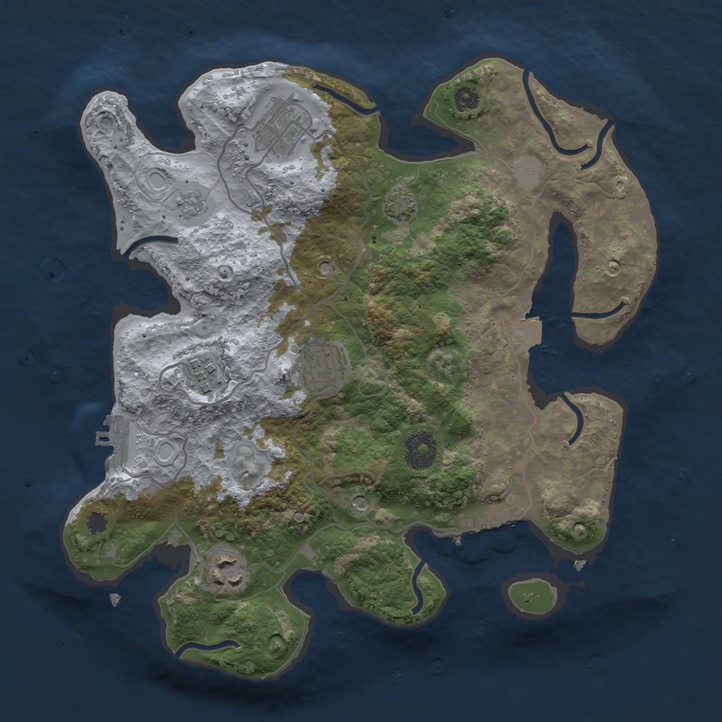 Rust Map: Procedural Map, Size: 3000, Seed: 846944054, 12 Monuments