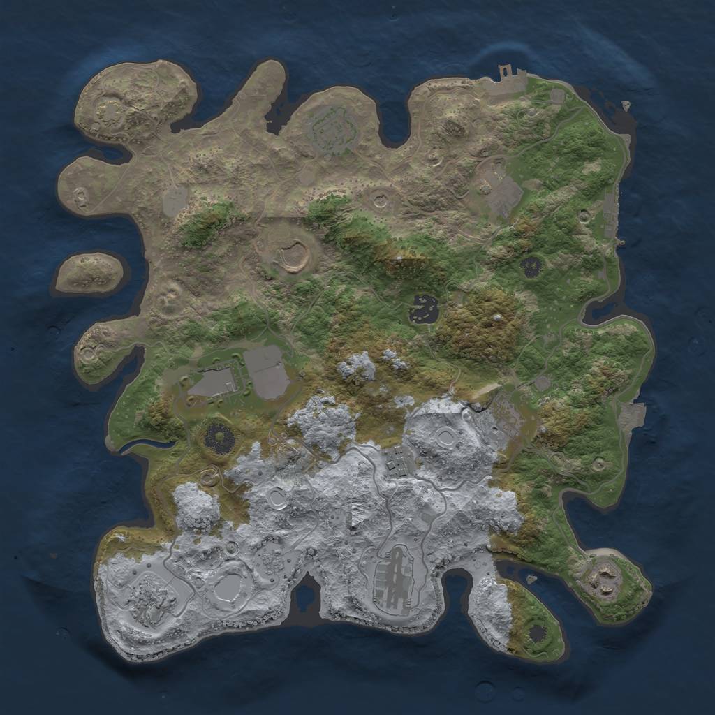 Rust Map: Procedural Map, Size: 3500, Seed: 1350958292, 18 Monuments