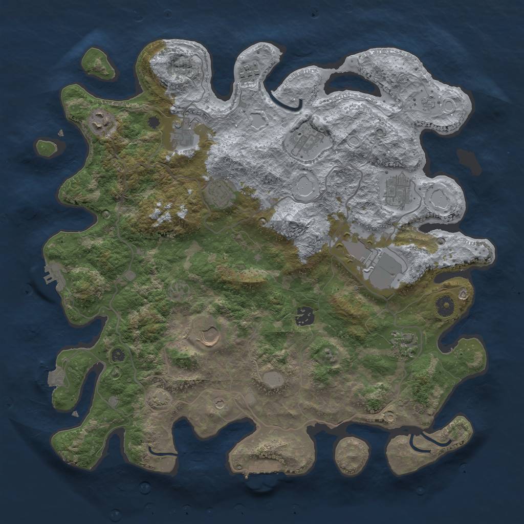 Rust Map: Procedural Map, Size: 4000, Seed: 159816198, 18 Monuments