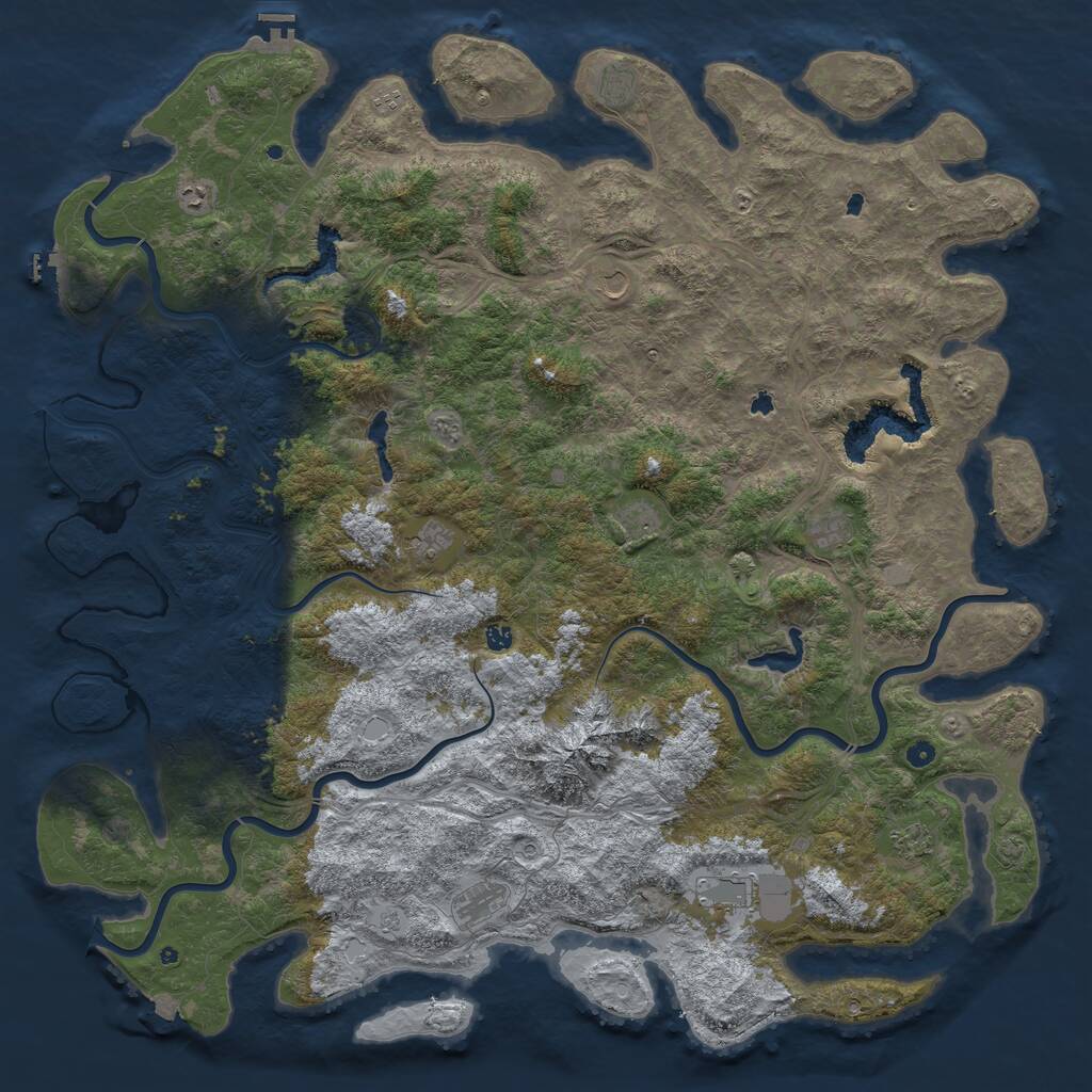 Rust Map: Procedural Map, Size: 6000, Seed: 39675301, 17 Monuments