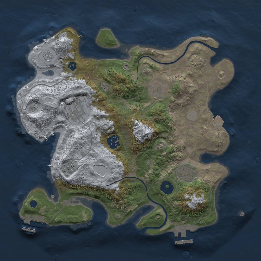 Rust Map: Procedural Map, Size: 3000, Seed: 722228106, 11 Monuments