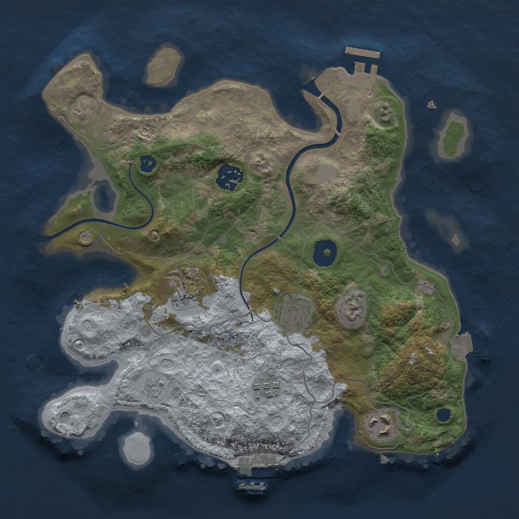 Rust Map: Procedural Map, Size: 3000, Seed: 26670719, 9 Monuments