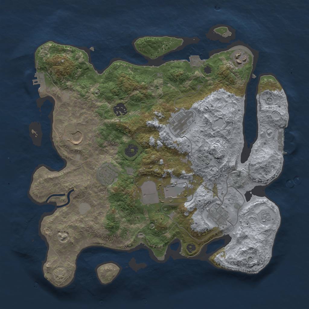 Rust Map: Procedural Map, Size: 3500, Seed: 859075955, 16 Monuments