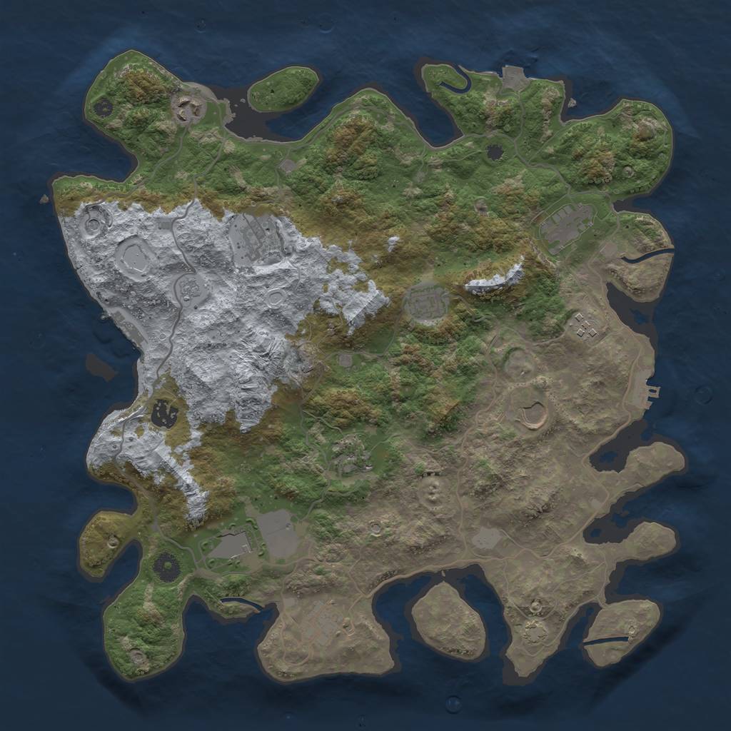 Rust Map: Procedural Map, Size: 4000, Seed: 377140769, 18 Monuments