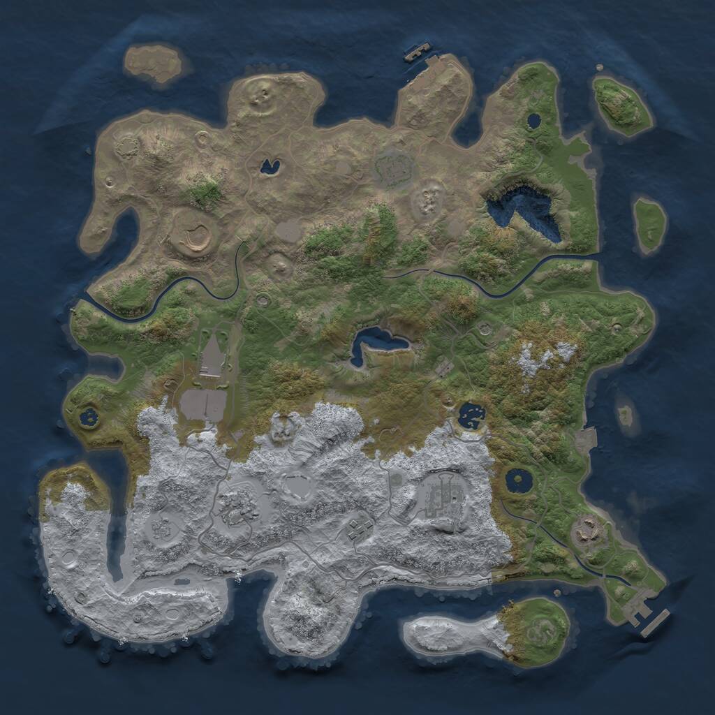 Rust Map: Procedural Map, Size: 4050, Seed: 300929693, 14 Monuments