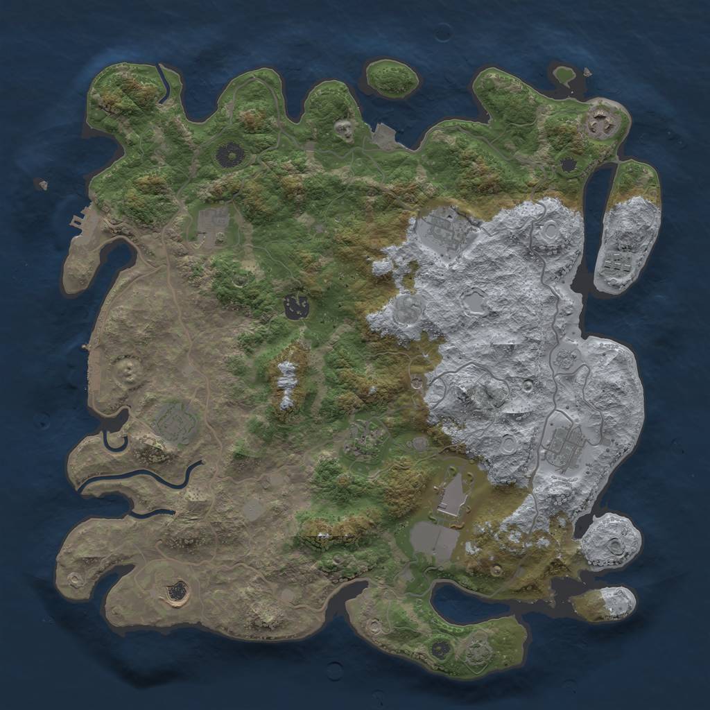 Rust Map: Procedural Map, Size: 4000, Seed: 1234738540, 18 Monuments