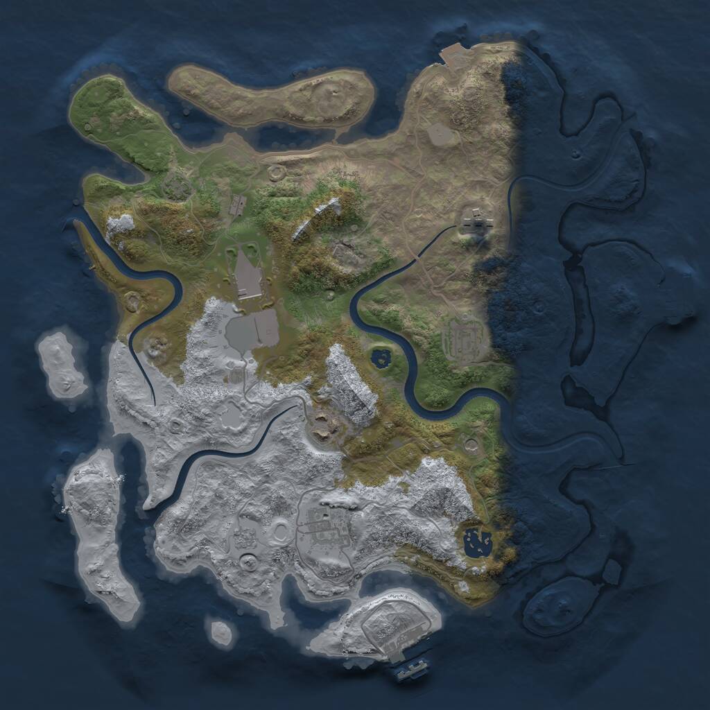 Rust Map: Procedural Map, Size: 3500, Seed: 4171451, 12 Monuments