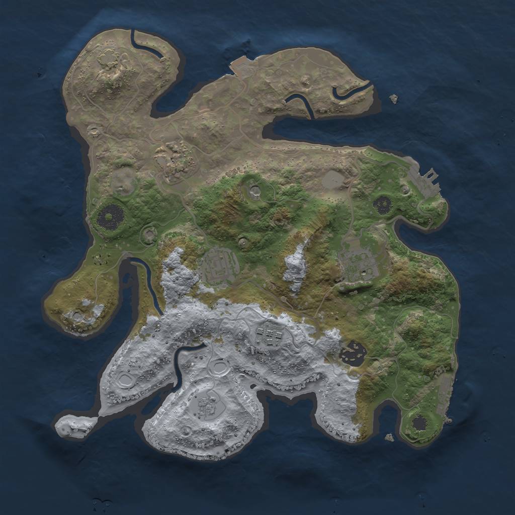 Rust Map: Procedural Map, Size: 3000, Seed: 14102, 13 Monuments
