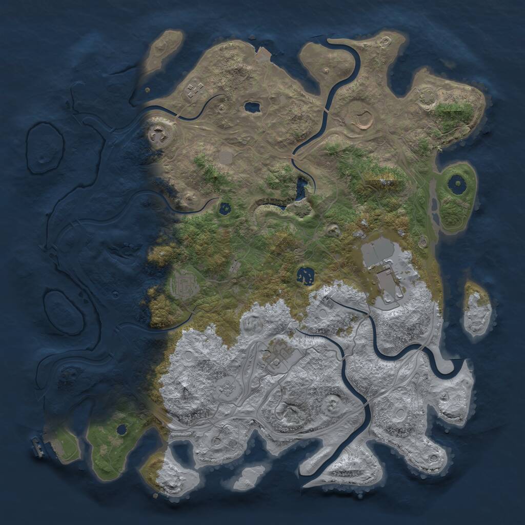 Rust Map: Procedural Map, Size: 4250, Seed: 1284545003, 13 Monuments