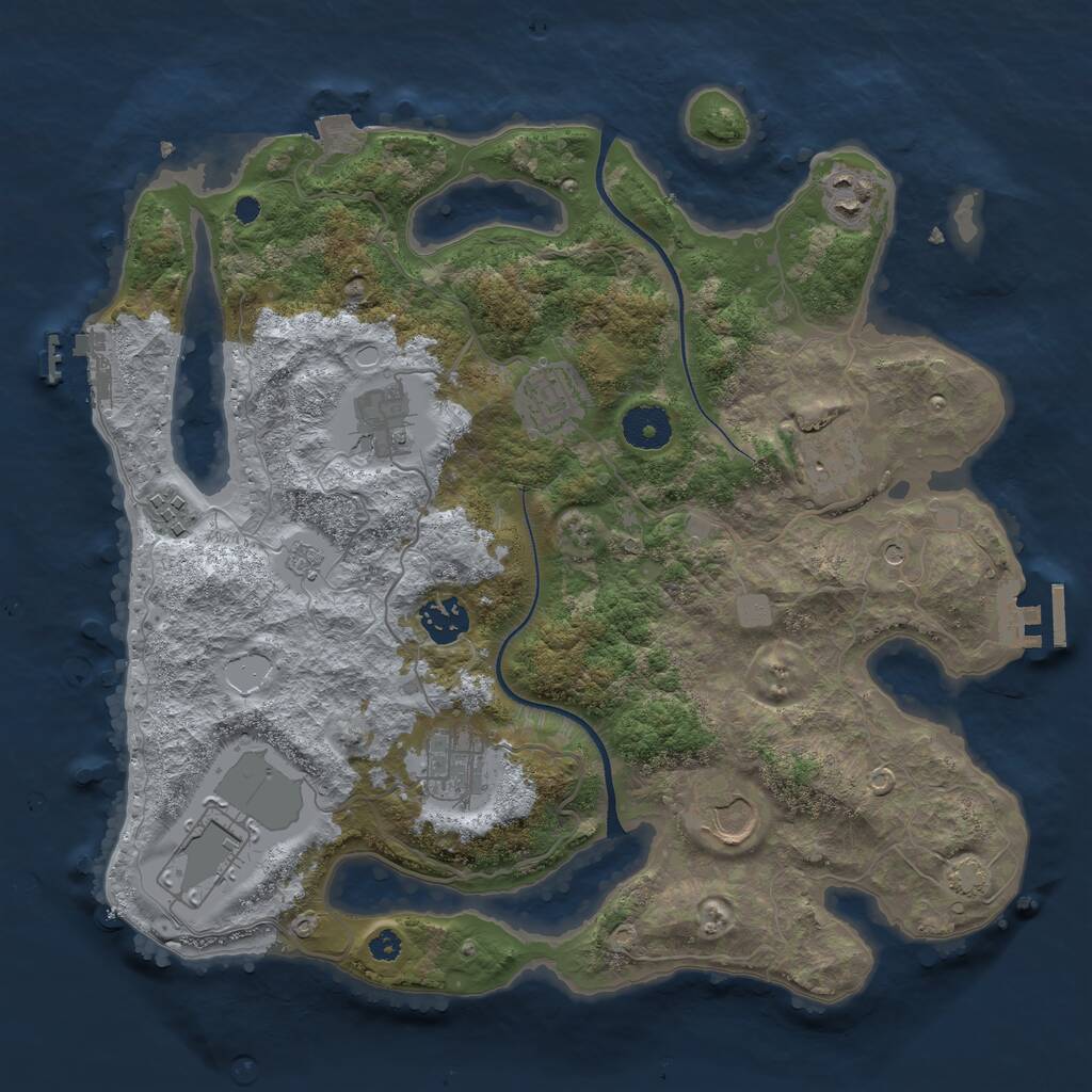 Rust Map: Procedural Map, Size: 3500, Seed: 973806836, 15 Monuments