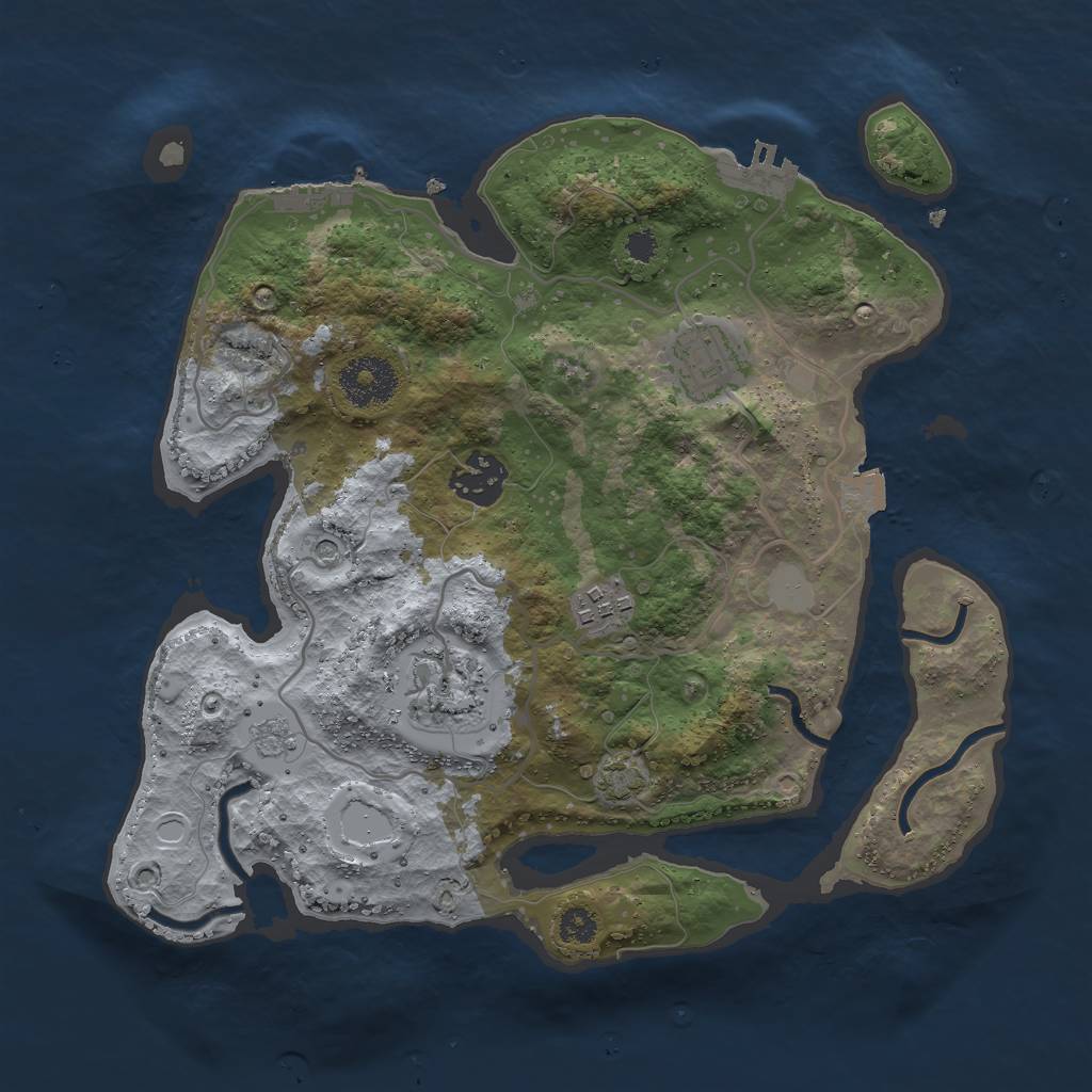 Rust Map: Procedural Map, Size: 3000, Seed: 50752551, 12 Monuments
