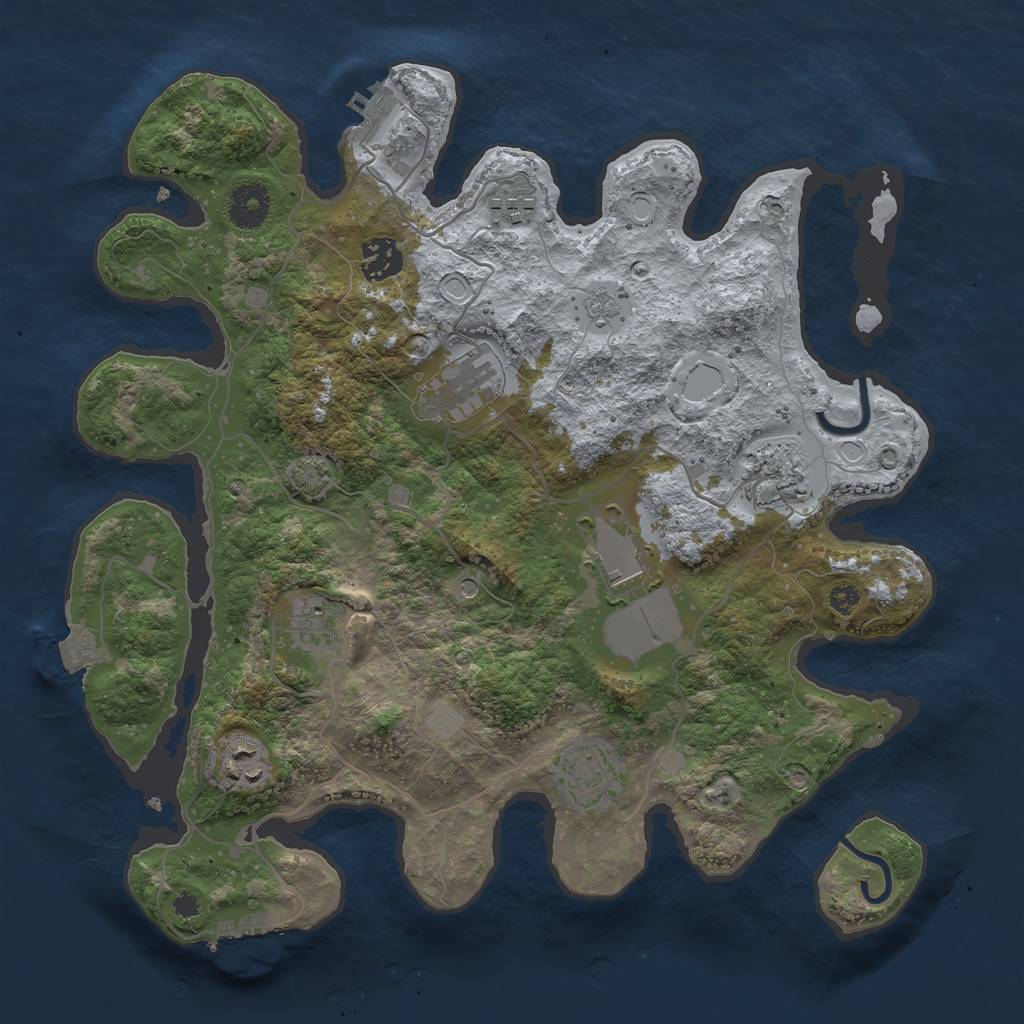 Rust Map: Procedural Map, Size: 3500, Seed: 402912021, 16 Monuments