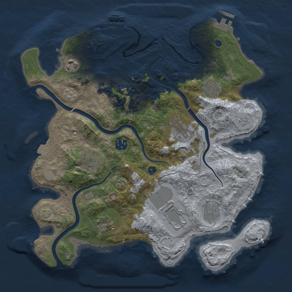 Rust Map: Procedural Map, Size: 3500, Seed: 471271049, 16 Monuments