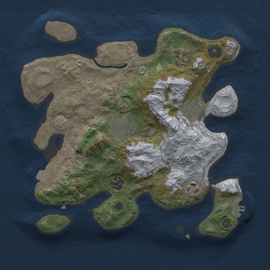 Rust Map: Procedural Map, Size: 3000, Seed: 2053981792, 12 Monuments