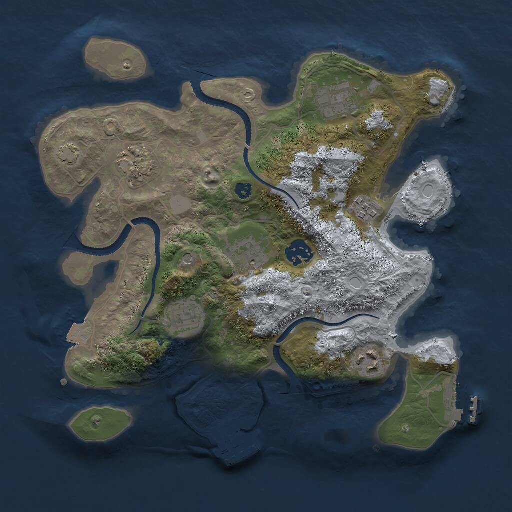 Rust Map: Procedural Map, Size: 3000, Seed: 2053981792, 12 Monuments