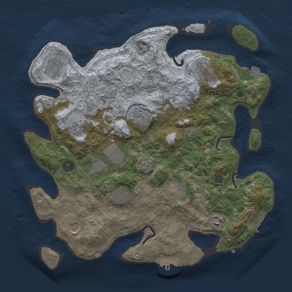 Rust Map: Procedural Map, Size: 3700, Seed: 410279162, 18 Monuments