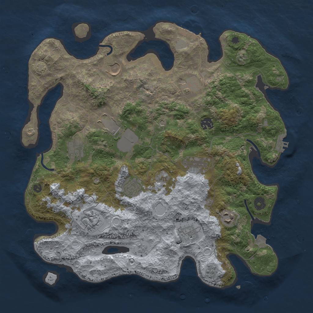 Rust Map: Procedural Map, Size: 3700, Seed: 1369679127, 19 Monuments