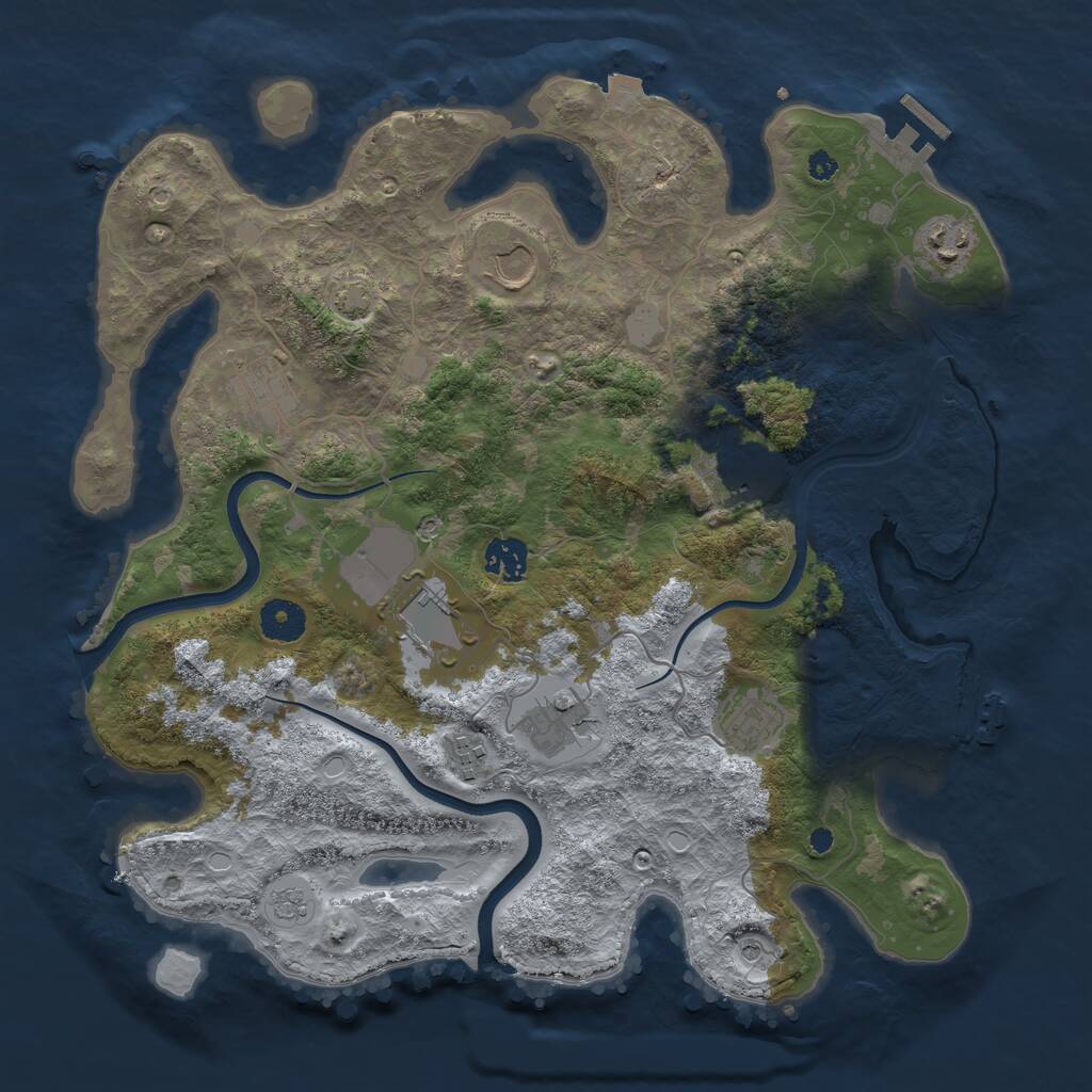 Rust Map: Procedural Map, Size: 3700, Seed: 1369679127, 15 Monuments