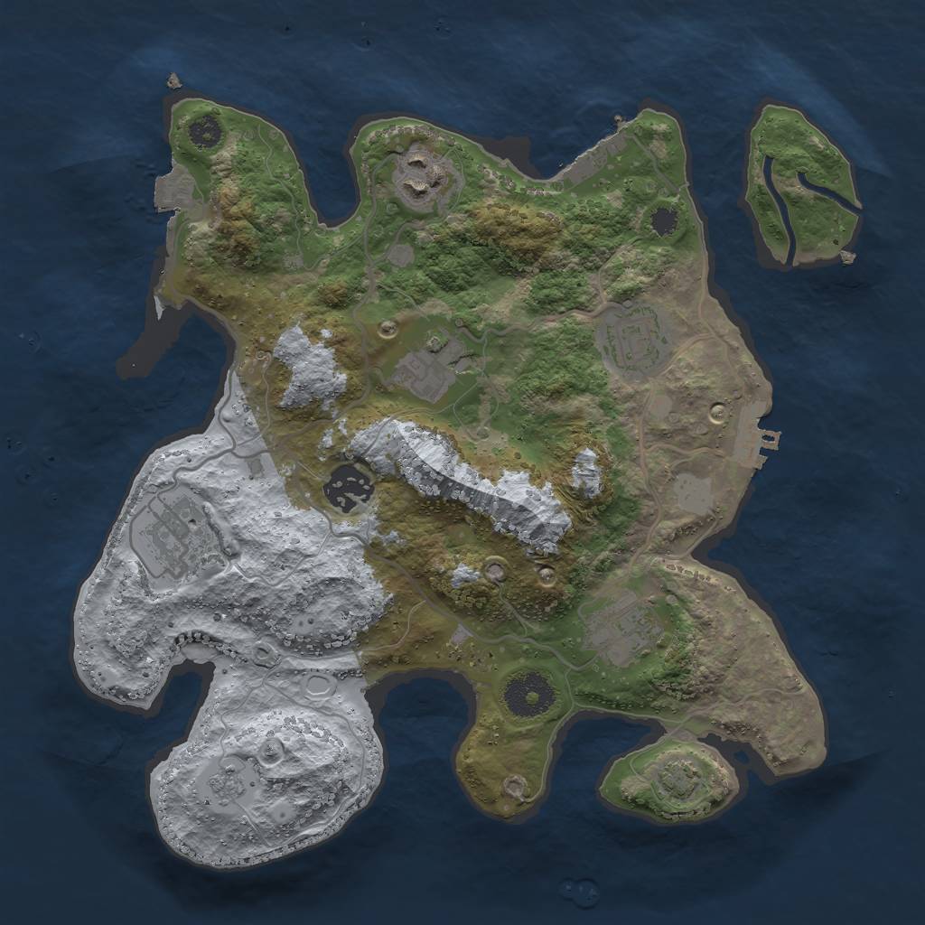 Rust Map: Procedural Map, Size: 3000, Seed: 1593607837, 13 Monuments