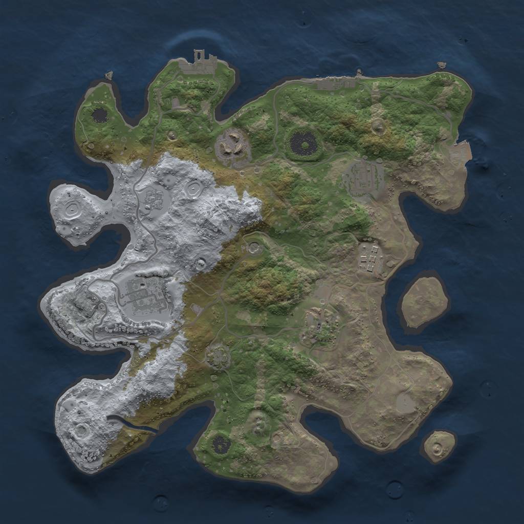 Rust Map: Procedural Map, Size: 3000, Seed: 483696396, 13 Monuments