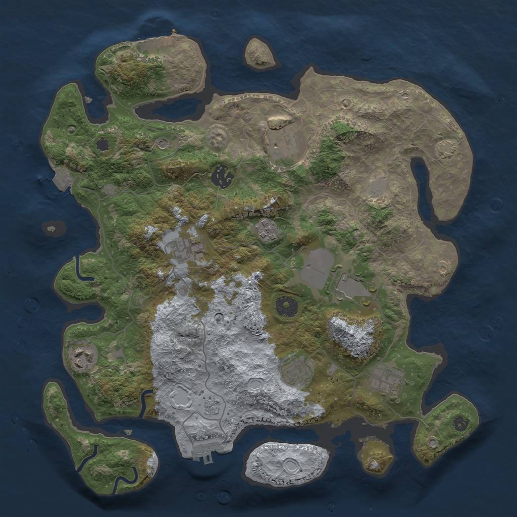 Rust Map: Procedural Map, Size: 3500, Seed: 1877038311, 16 Monuments