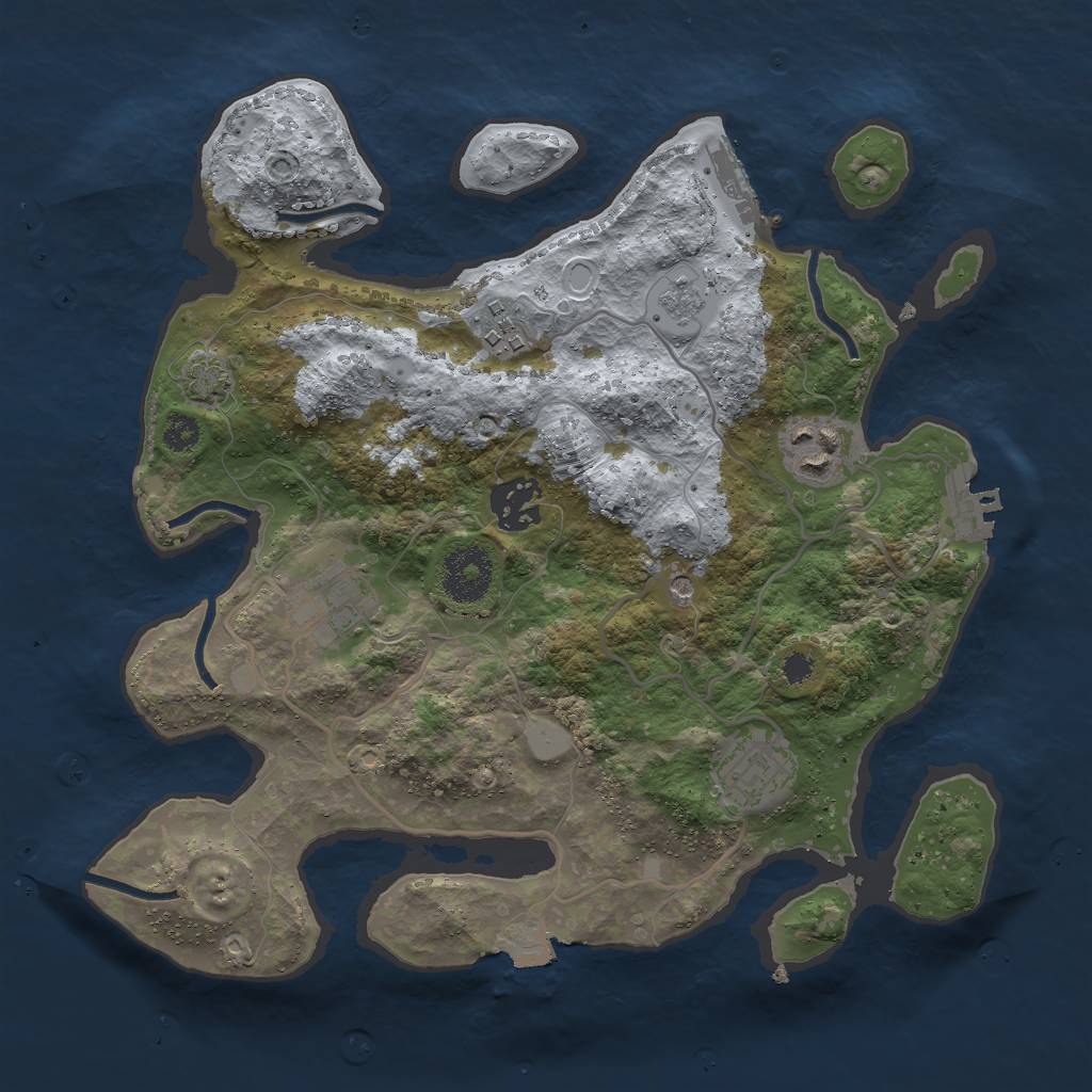 Rust Map: Procedural Map, Size: 3000, Seed: 939461563, 13 Monuments