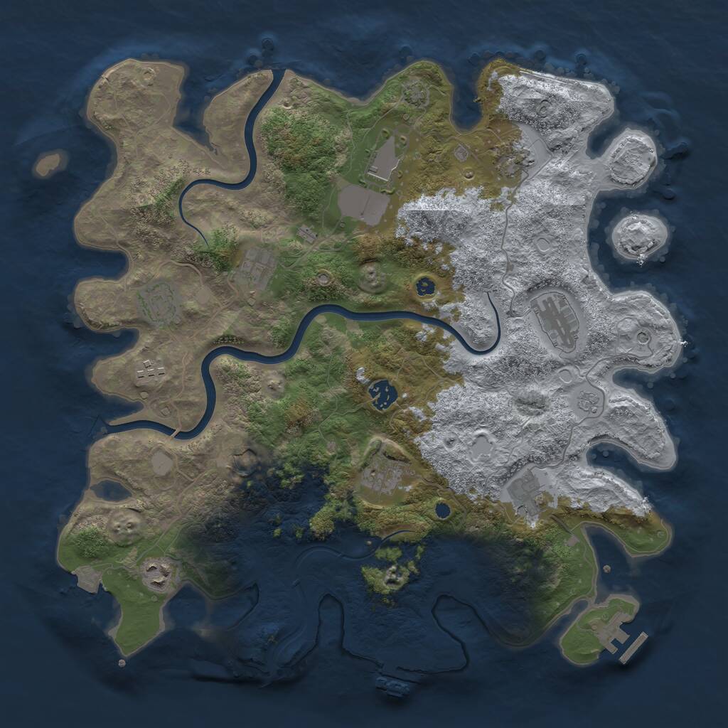 Rust Map: Procedural Map, Size: 3950, Seed: 625832479, 17 Monuments