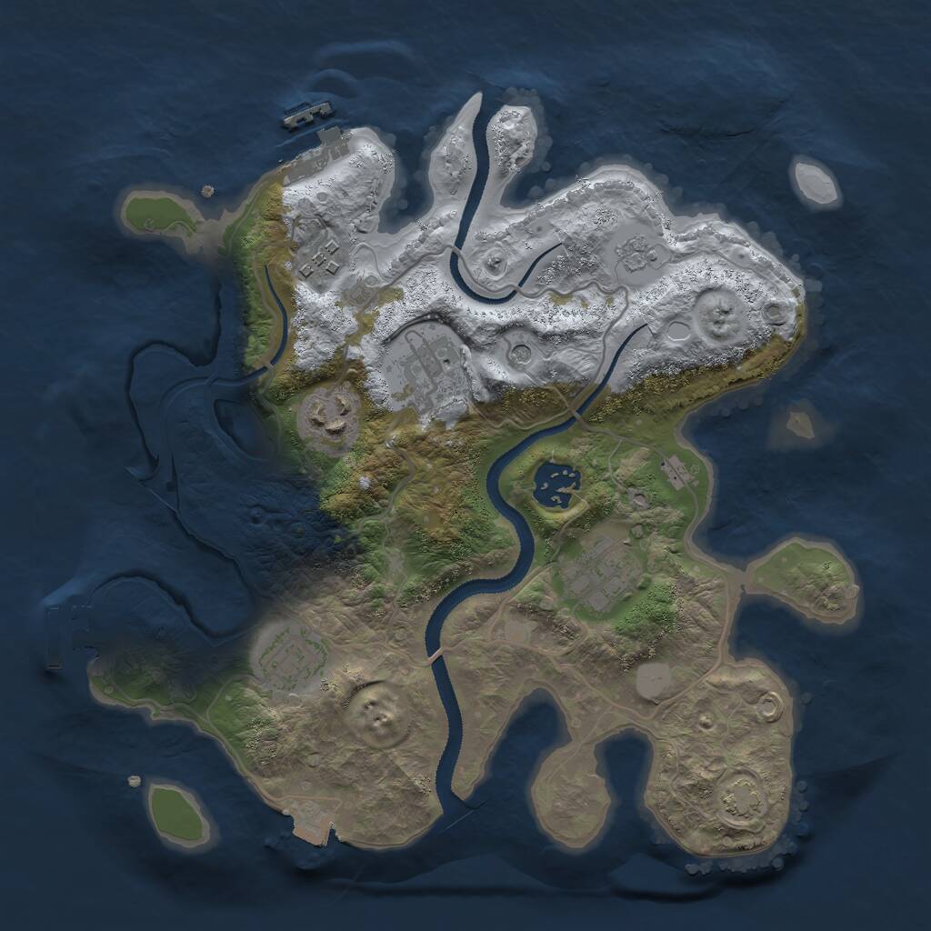 Rust Map: Procedural Map, Size: 3000, Seed: 2109801206, 12 Monuments