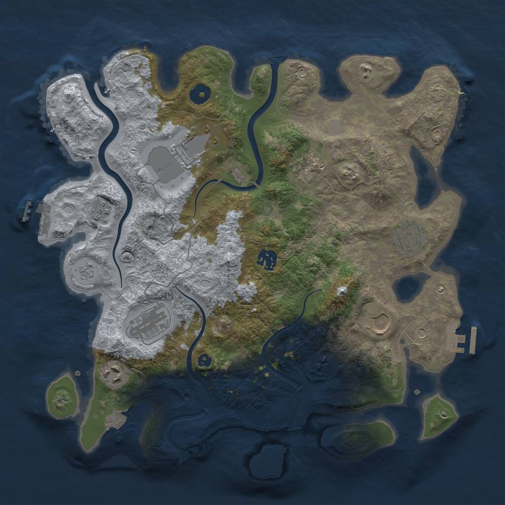 Rust Map: Procedural Map, Size: 3700, Seed: 264955141, 14 Monuments