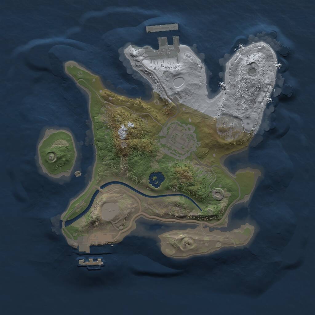 Rust Map: Procedural Map, Size: 2000, Seed: 1044893740, 4 Monuments