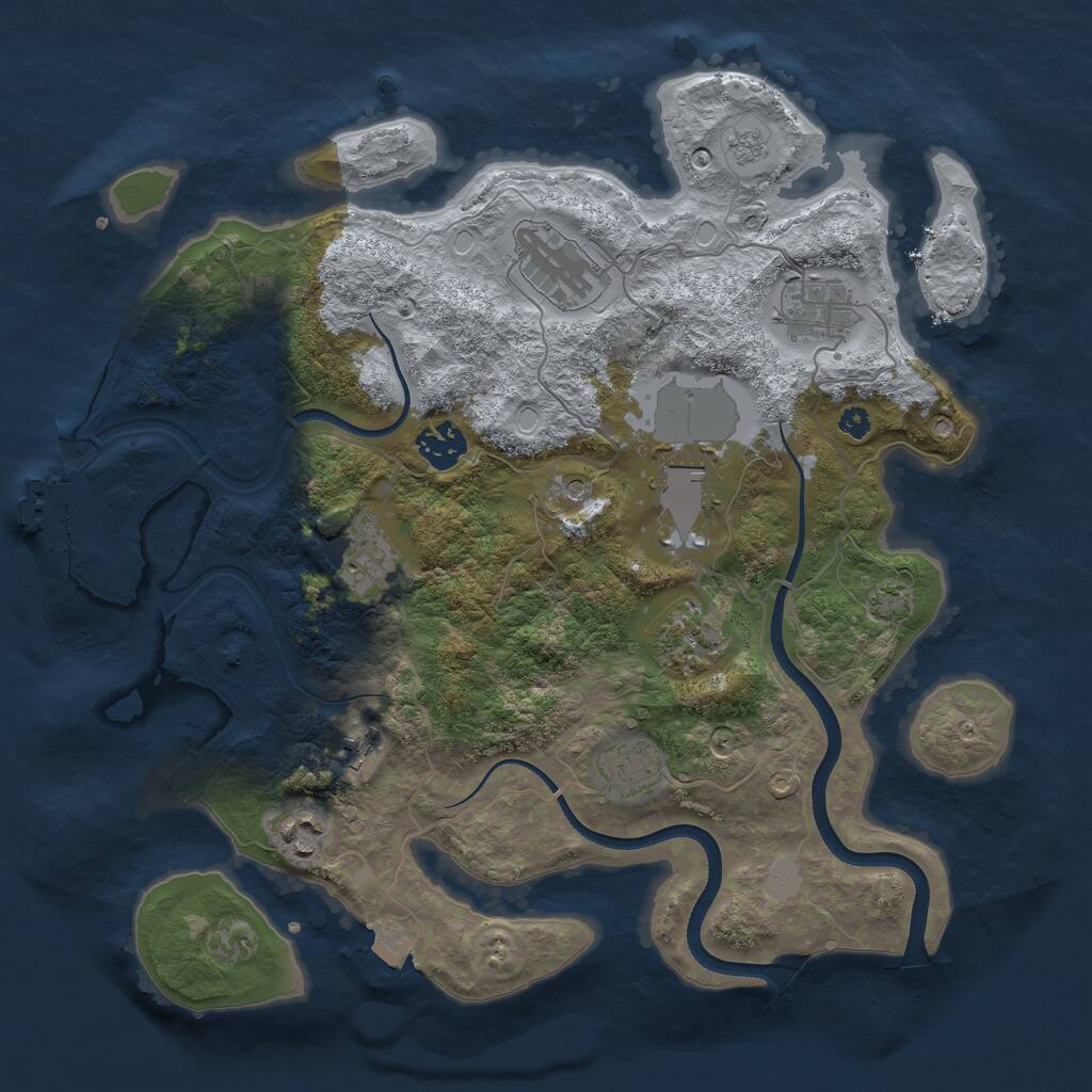 Rust Map: Procedural Map, Size: 3500, Seed: 32099, 14 Monuments