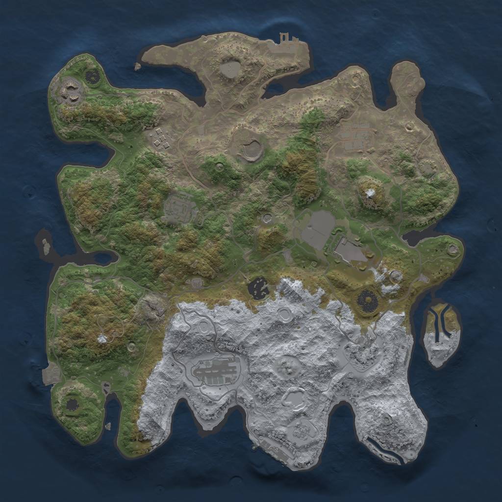 Rust Map: Procedural Map, Size: 3500, Seed: 1910142237, 17 Monuments