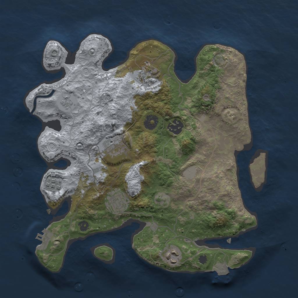 Rust Map: Procedural Map, Size: 3000, Seed: 6412053, 12 Monuments