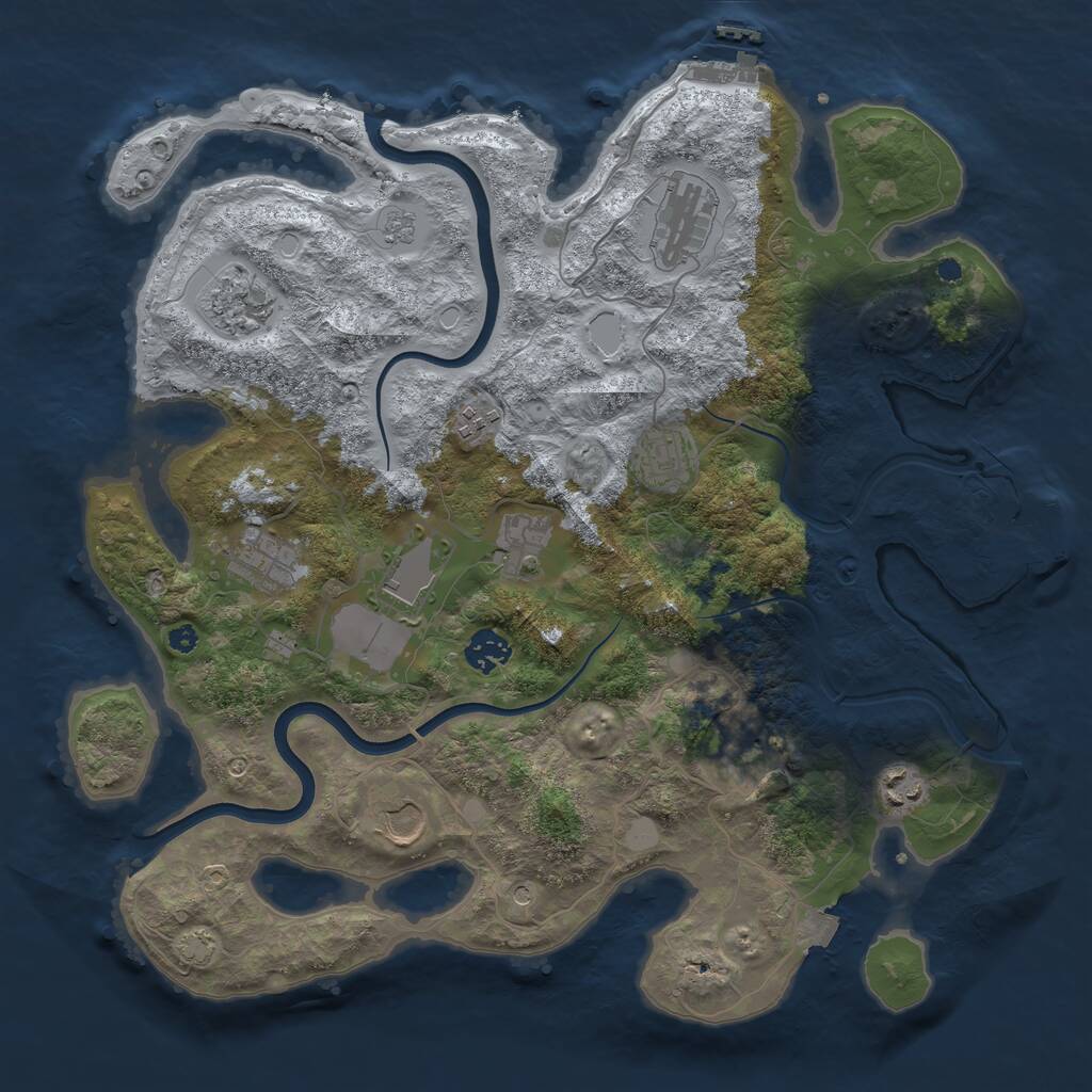 Rust Map: Procedural Map, Size: 3800, Seed: 813515036, 17 Monuments