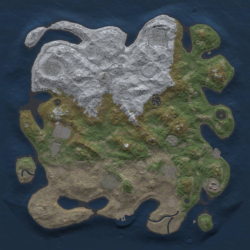 Rust Map: Procedural Map, Size: 3800, Seed: 813515036, 16 Monuments