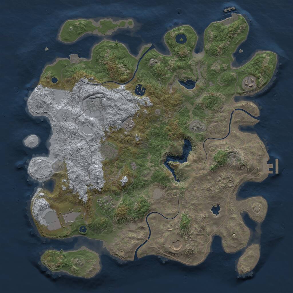 Rust Map: Procedural Map, Size: 4050, Seed: 1259339931, 13 Monuments