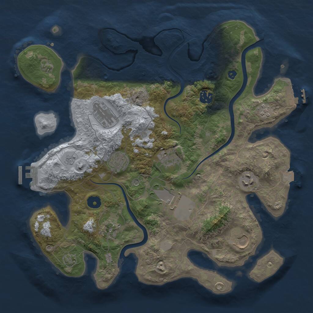 Rust Map: Procedural Map, Size: 3500, Seed: 1335965467, 15 Monuments