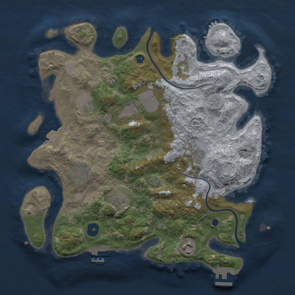 Rust Map: Procedural Map, Size: 3500, Seed: 642102551, 12 Monuments
